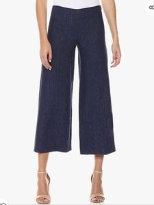 Theory Women's Cropped Terena Wide Leg Linen Pants - Blue
